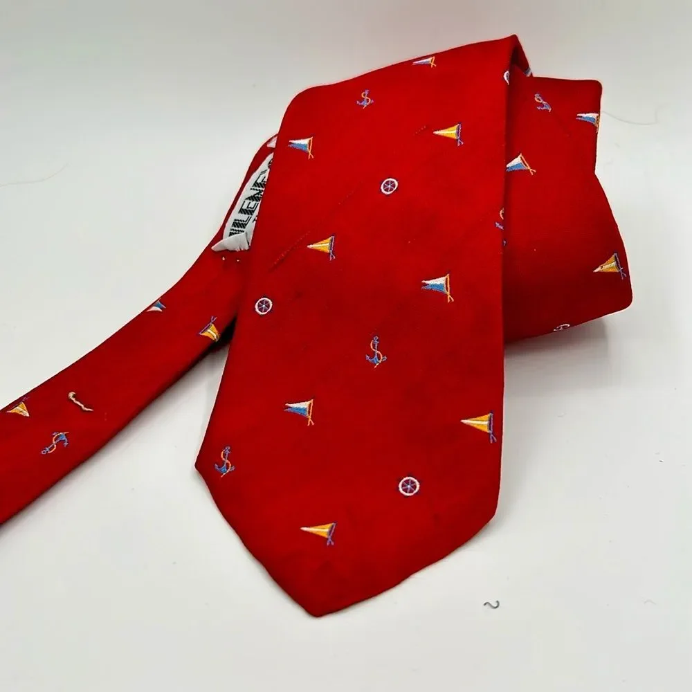 Vintage Allen Solly 100% silk sailboat tie